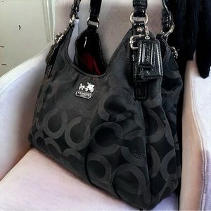 EUC- Coach Vintage Op Art Signature Canvas and Patent Leather Madison Abigail